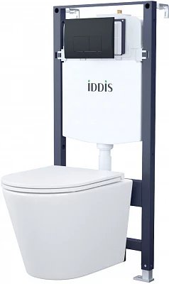Унитаз с инсталляцией комплект с кнопкой Iddis Basic BASC020i73 безободковый