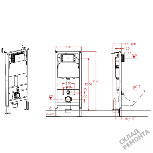 Фото Инсталляция для подвесного унитаза Calypso Beta CS105M без кнопки купить в Рубцовске: цена, описание, фото. Интернет-магазин 11