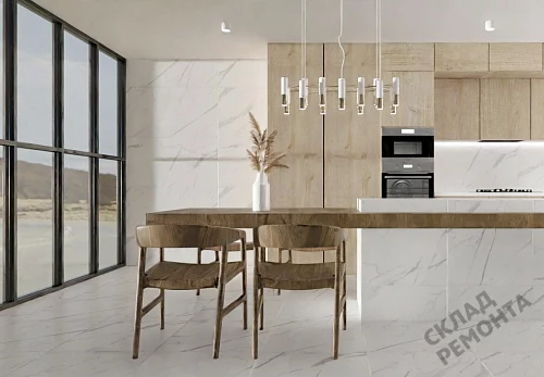 Фото Керамогранит матовый Steppe Ceramics Statuario White белый 600*600*9,5 – купить в Рубцовске: цена, описание, фото. Интернет-магазин 5