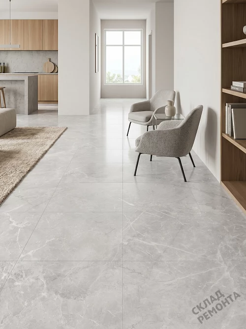 Фото Керамогранит лаппатированный Alma Ceramica Апарель GFU6060APL07L серый 600*600*9 – купить в Рубцовске: цена, описание, фото. Интернет-магазин 1