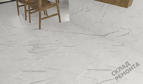 Фото Керамогранит матовый Steppe Ceramics Statuario White белый 600*600*9,5 – купить в Рубцовске: цена, описание, фото. Интернет-магазин 4