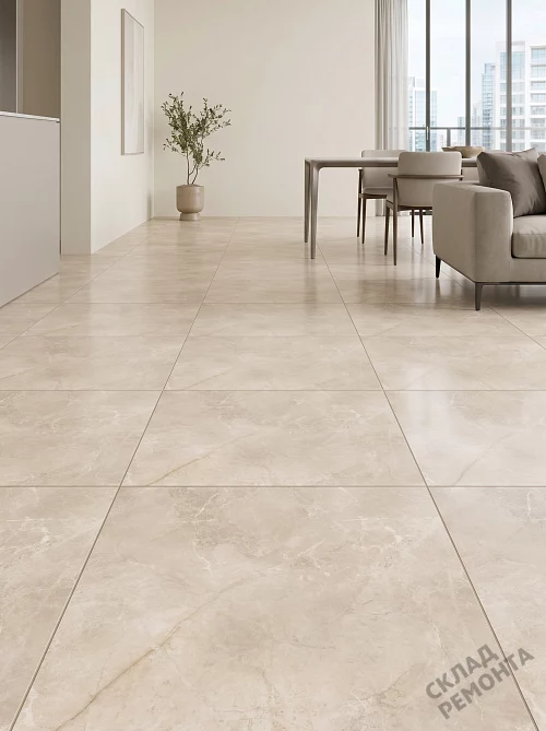 Фото Керамогранит лаппатированный Alma Ceramica Апарель GFU6060APL04L бежевый 600*600*9 – купить в Рубцовске: цена, описание, фото. Интернет-магазин 1