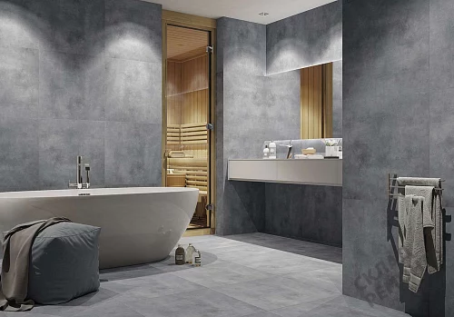 Фото Керамогранит матовый Steppe Ceramics Concrete Antracite серый 600*600*9 – купить в Рубцовске: цена, описание, фото. Интернет-магазин 3